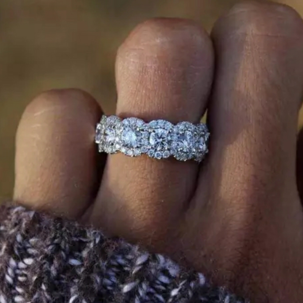 New Silver/Rose Gold Eternity Band Ring